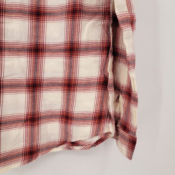 Maurices Women's Cotton Plaid Button Down Flannel Shirt Red White Size Small - Picture 6 of 9
